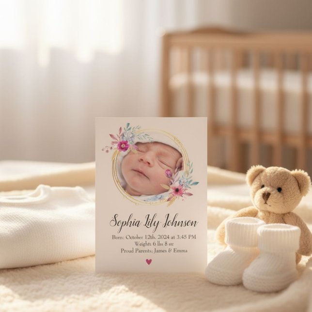 Personalized baby birth card - Welcome baby girl  Einladung (Von Creator hochgeladen)