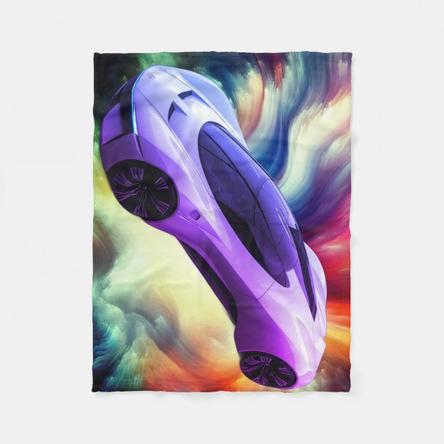 Personalized Baby Blanket With a Purple Car on It Fleecedecke (Vorderseite)