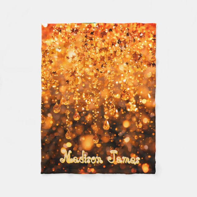 Personalized Baby Blanket With Gold Faux Sparkle  Fleecedecke (Vorderseite)