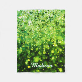 Personalized Baby Blanket With Green Faux Sparkle  Fleecedecke