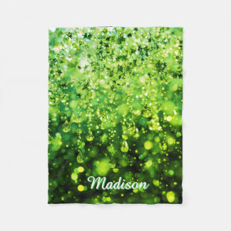 Personalized Baby Blanket With Green Faux Sparkle  Fleecedecke
