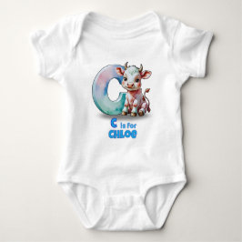 Personalized Baby Bodysuit – C is for Cow Strampler