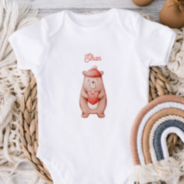 Personalized Baby Bodysuit With A Teddy Bear Baby Strampler