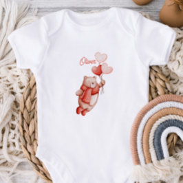 Personalized Baby Bodysuit With A Watercolor Teddy Baby Strampler