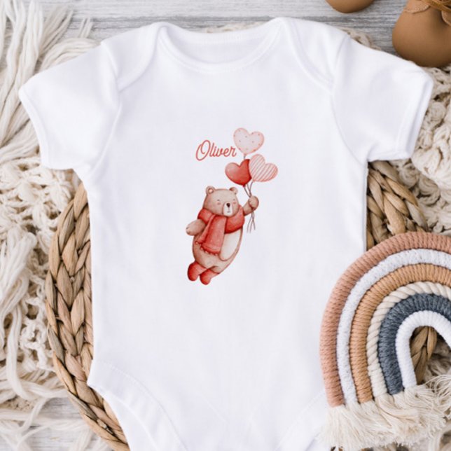Personalized Baby Bodysuit With A Watercolor Teddy Baby Strampler (Von Creator hochgeladen)