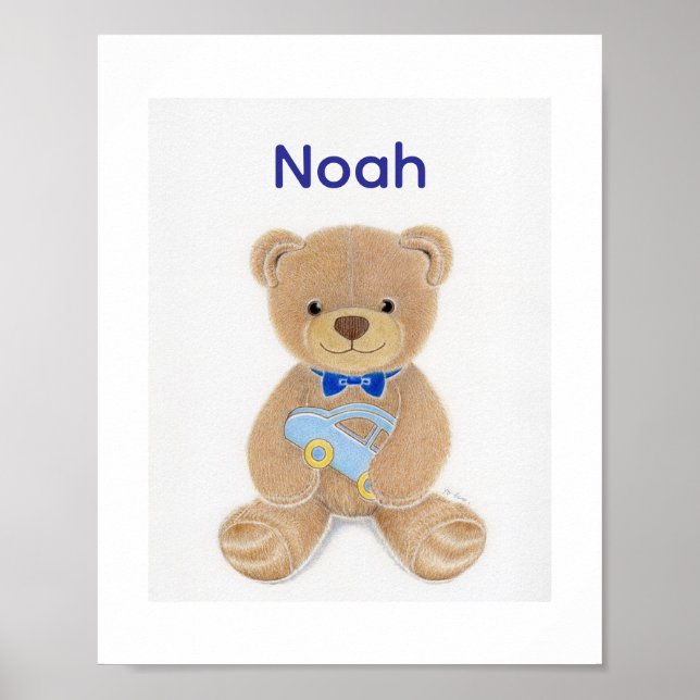 Personalized Baby Boy Name Teddy Bear Nursery  Poster (Vorne)