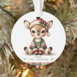 Personalized Baby Deer in Plaid Sweater