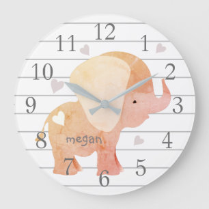 Personalized Baby Elephant Wall Clock Große Wanduhr