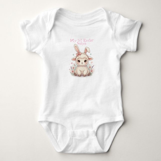 Personalized Baby First Easter Lamb Strampler (Vorderseite)