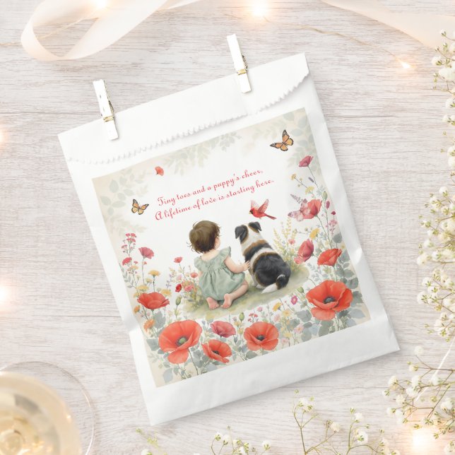 Personalized Baby Girl and her Puppy Baby Shower  Geschenktütchen (Ausgeschnitten)