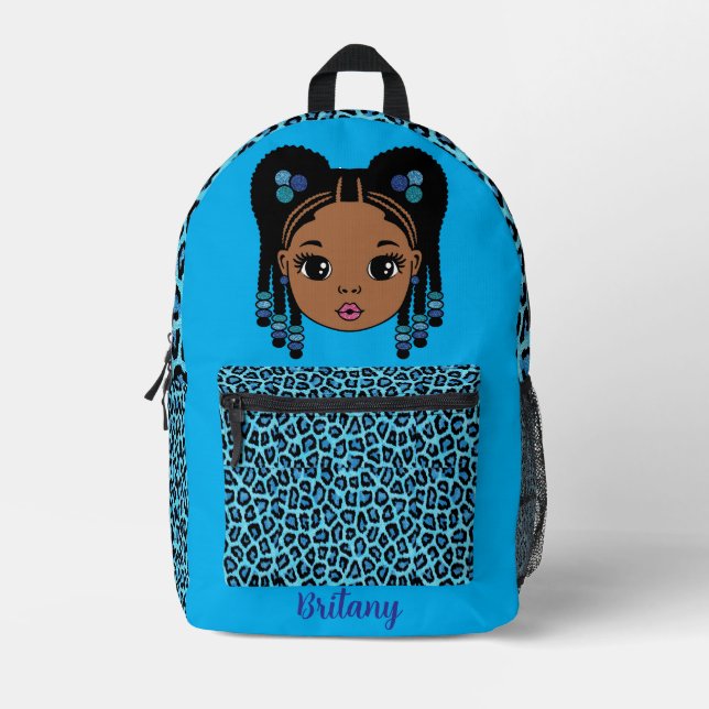 Personalized Baby Girl Blue Printed Backpack Bedruckter Rucksack (Vorderseite)