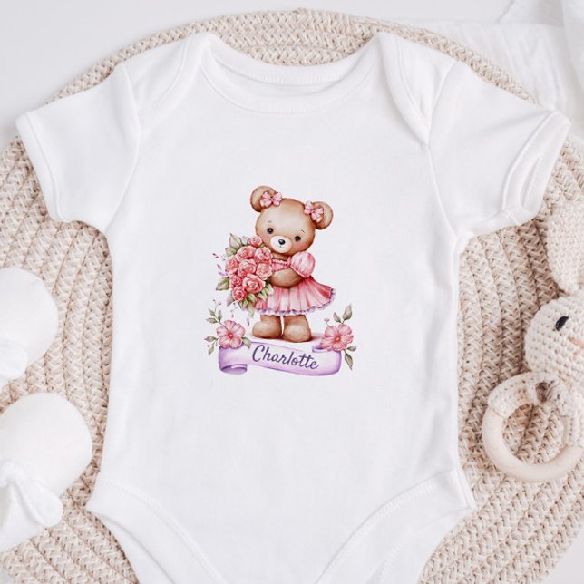 Personalized baby Girl Bodysuit With A Teddy Bear Strampler (Von Creator hochgeladen)