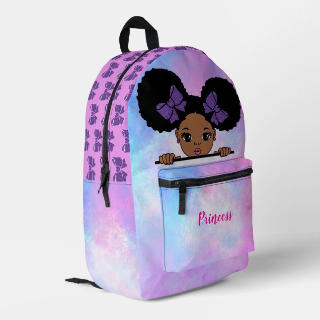Personalized Baby Girl Purple Bedruckter Rucksack (Rückseitige Ecke links)