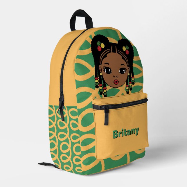 Personalized Baby Girl yellow Printed Backpack Bedruckter Rucksack (Rückseitige Ecke links)