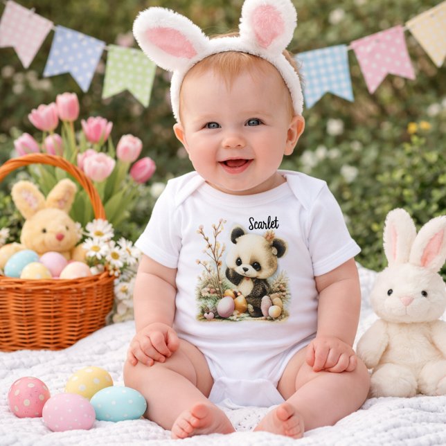 Personalized Baby Panda Easter Illustration  Strampler (Von Creator hochgeladen)