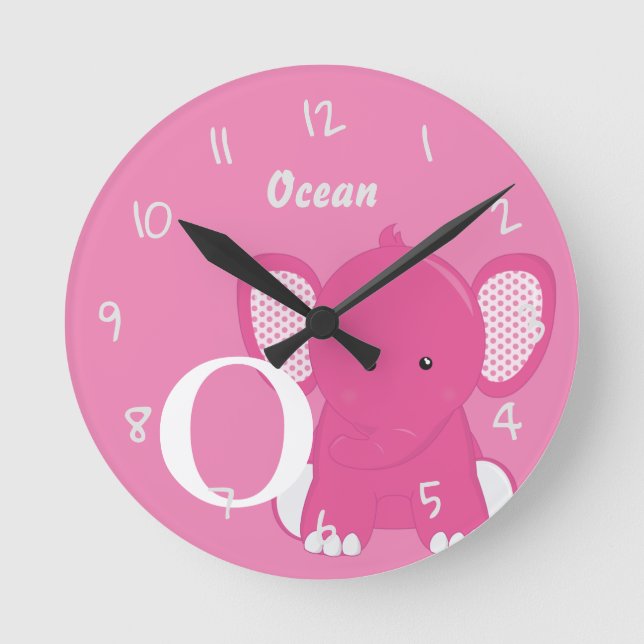 Personalized Baby Pink Round Clock Runde Wanduhr (Vorderseite)