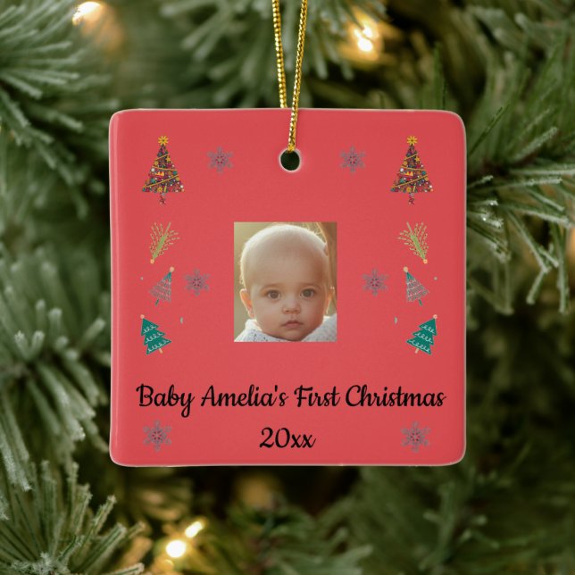 Personalized Baby’s First Christmas Ornament (Baum)