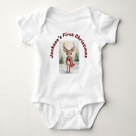 Personalized “Baby’s First Christmas”, Xmas Deer Baby Strampler