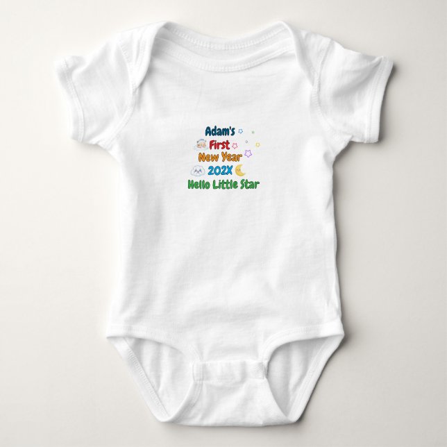 Personalized Baby’s First New Year – Cute Design Baby Strampler (Vorderseite)