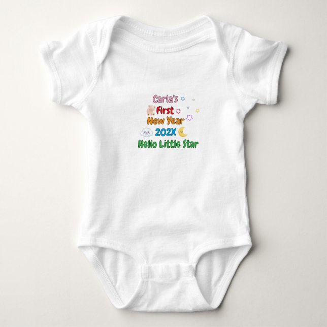 Personalized Baby’s First New Year – Cute Design Baby Strampler (Vorderseite)