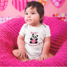 Personalized Baby’s First Valentine’s Day Panda Baby Strampler
