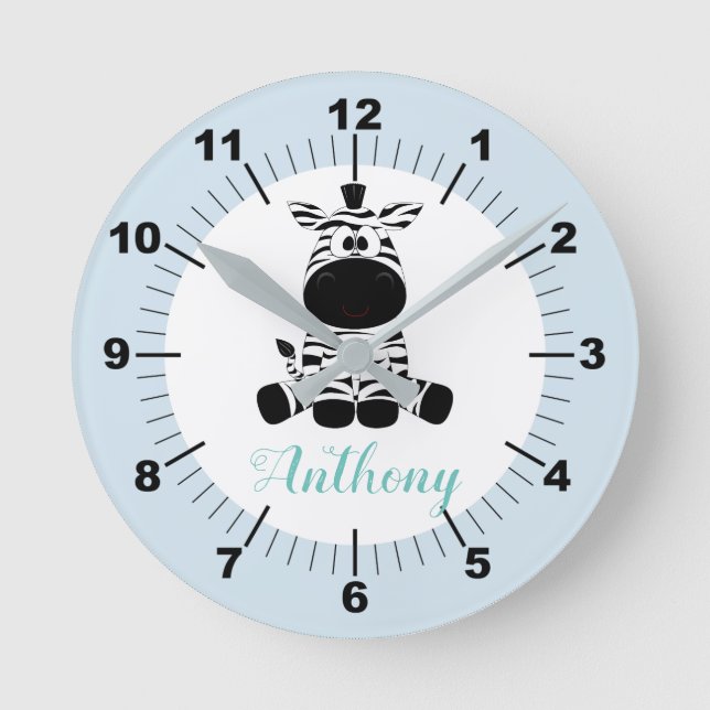 Personalized Baby Zebra Square Wall Clock Runde Wanduhr (Vorderseite)