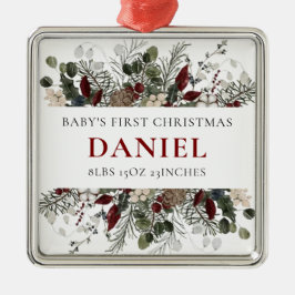 Personalized Baby's 1st Christmas Winter Floral  Ornament Aus Metall