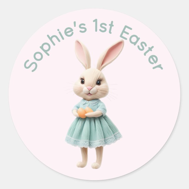 Personalized Baby's First Easter Sticker - Cute 3D (Devant)