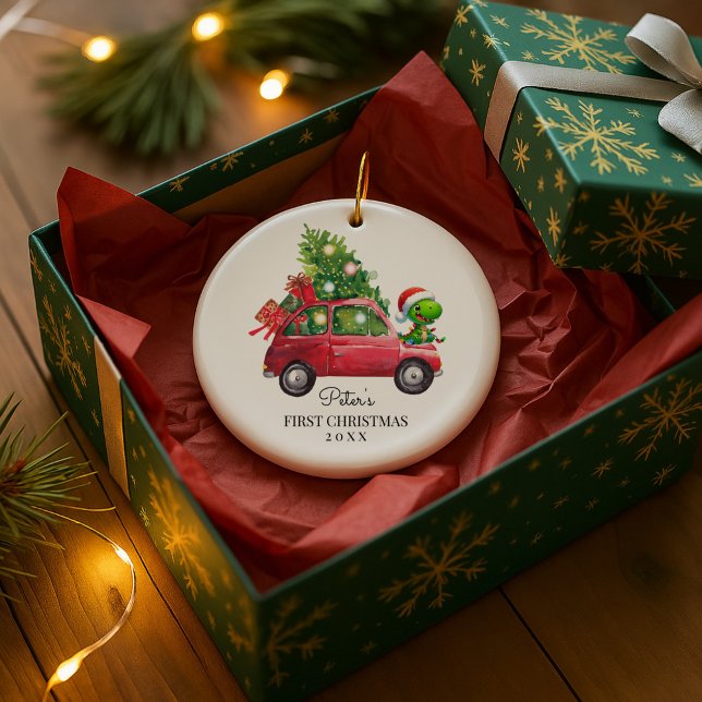 Personalized Baby's Photo and Name Dino Keramik Ornament (Von Creator hochgeladen)