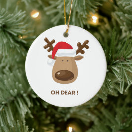 Personalized back note Oh Dear Reindeer Coworkers Keramik Ornament