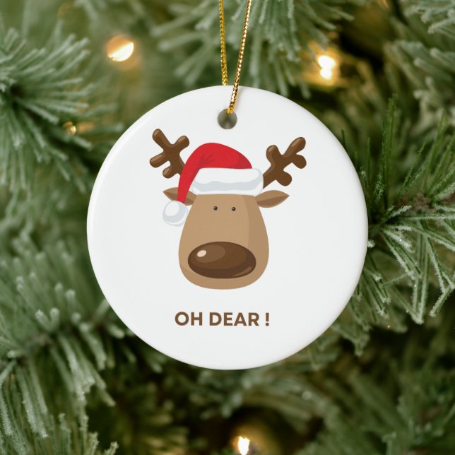 Personalized back note Oh Dear Reindeer Coworkers Keramik Ornament (Baum)