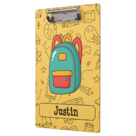 Personalized Back to School Backpack & Doodles Klemmbrett