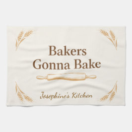 Personalized Bakers Gonna Bake Wheat Rolling Pin  Geschirrtuch