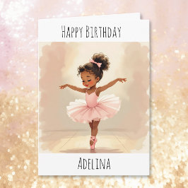 Personalized Ballerina Birthday + Coloring Page Karte