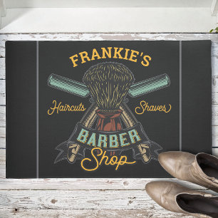 Personalized Barber Shop Retro Haircuts Shaves Fußmatte