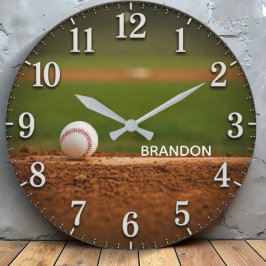 Personalized Baseball Field Custom Name Große Wanduhr
