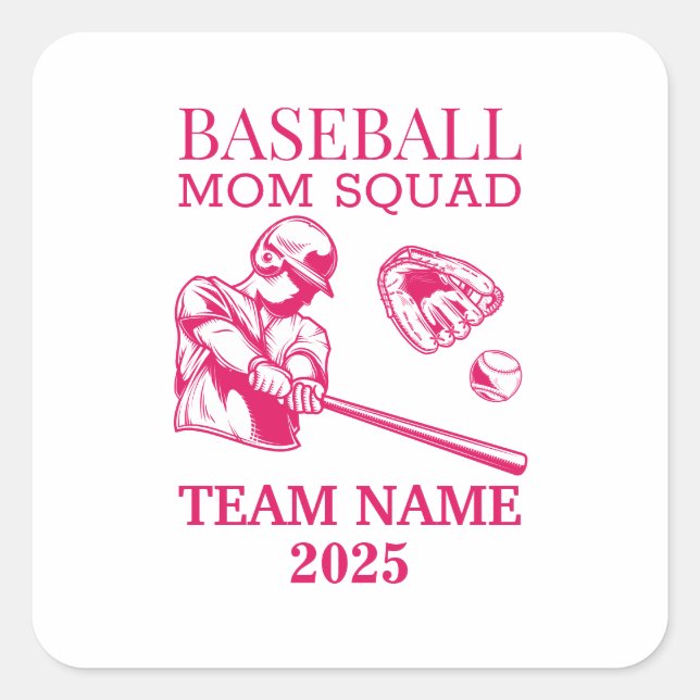 Personalized baseball mom  quadratischer aufkleber (Vorderseite)