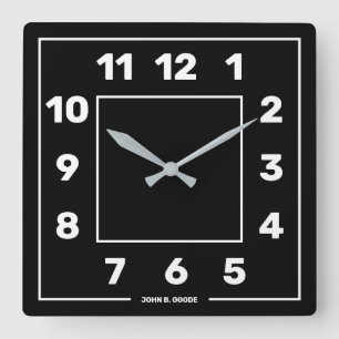 Personalized Basic Black Square Wall Clock Quadratische Wanduhr
