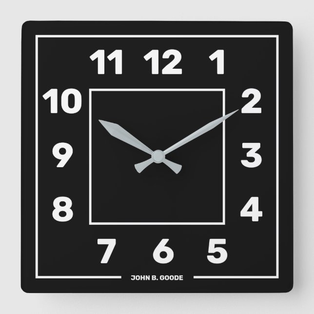 Personalized Basic Black  Square Wall Clock Quadratische Wanduhr (Vorderseite)