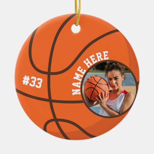 Personalized Basketball Ornaments Christmas Player Keramik Ornament (Vorne)