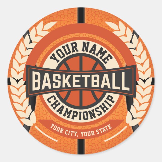 Personalized Basketball Team Player Custom Athlete Runder Aufkleber (Vorderseite)