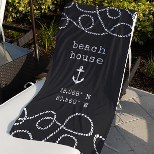 Personalized Beach House Coordinates Strandtuch
