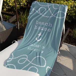 Personalized Beach House Coordinates Strandtuch