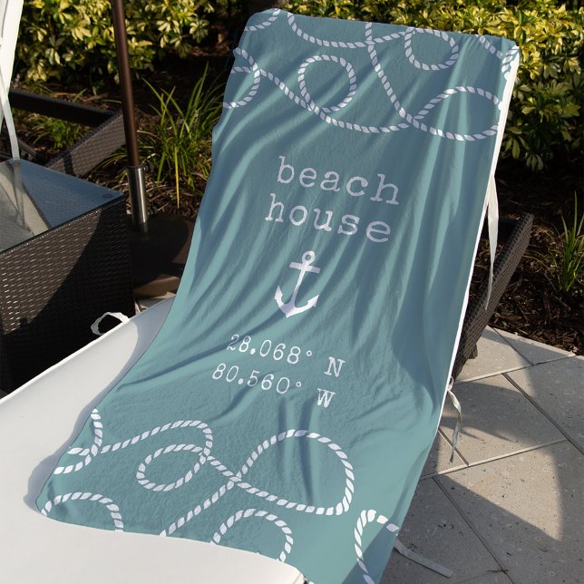 Personalized Beach House Coordinates Strandtuch (Von Creator hochgeladen)