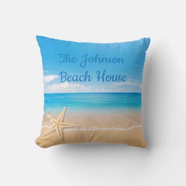Personalized Beach House Throw Pillow Kissen (Vorderseite)