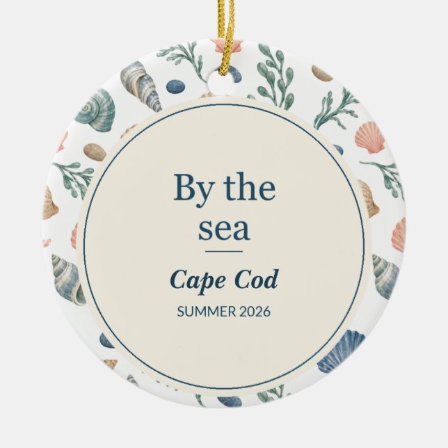 Personalized Beach Vacation Memory Ceramic Keramik Ornament (Vorne)