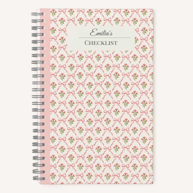 Personalized beautiful classic botanical pink notizbuch (Vorderseite)