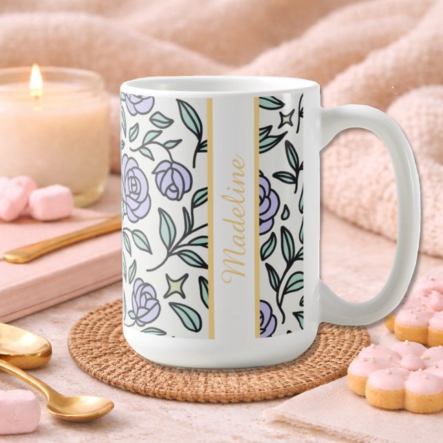 Personalized Beauty Beast Garden Rose Purple Kaffeetasse (Von Creator hochgeladen)