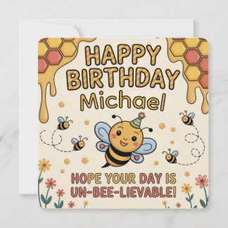 Personalized Bee Birthday Card - Honeycomb Theme Einladung