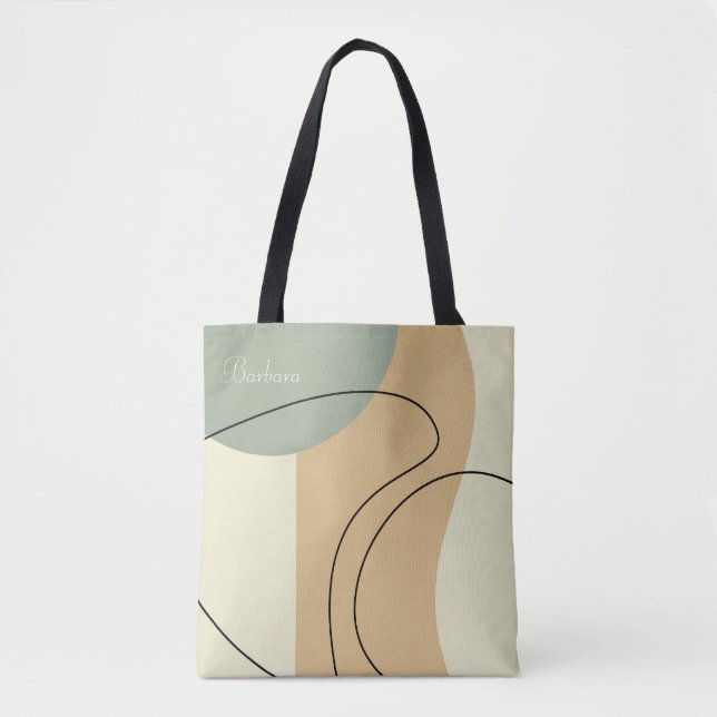 Personalized Beige Abstract Totebag Tasche (Vorderseite)